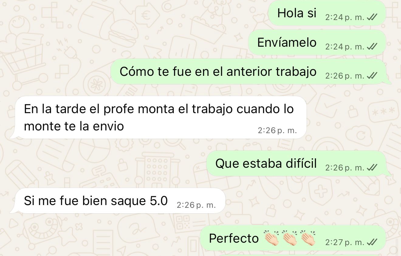 Captura de WhatsApp: entrega en tiempo récord celebrada por el cliente